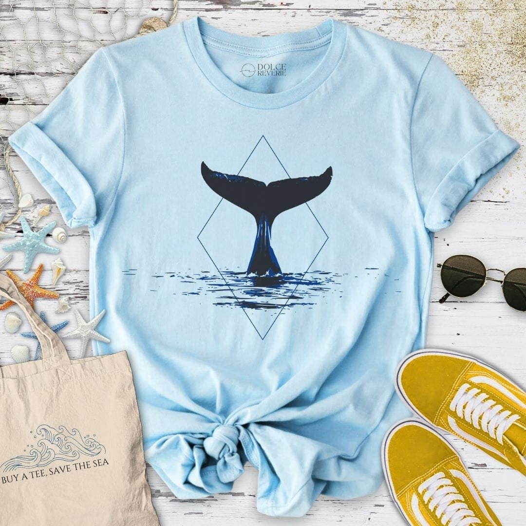Whale Tail Geometric T-Shirt - Ocean Graphic Tee - Gift for Ocean Lovers - Unisex