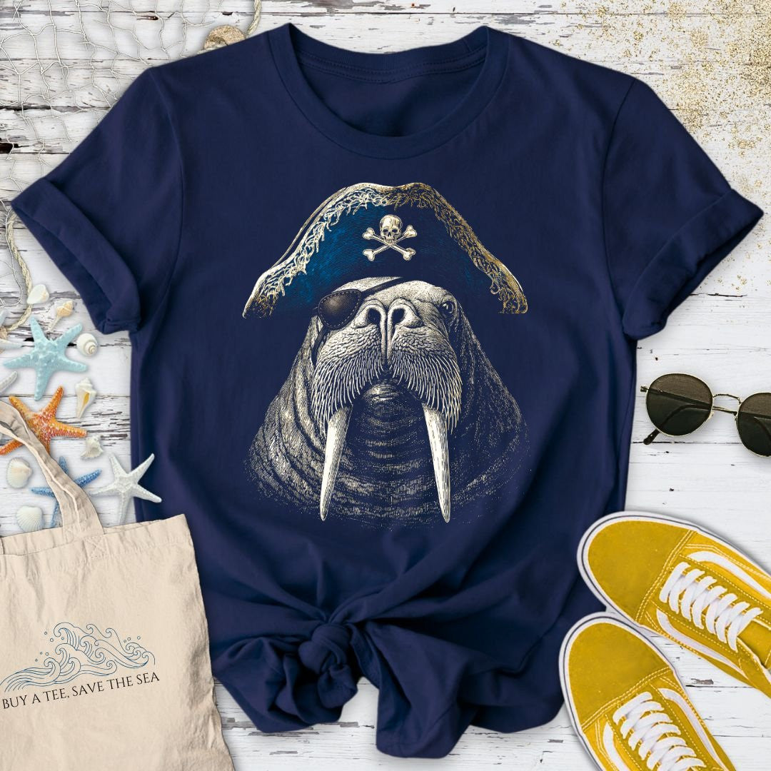 Pirate Walrus T-Shirt - Ocean Graphic Tee - Gift for Ocean Lovers - Unisex