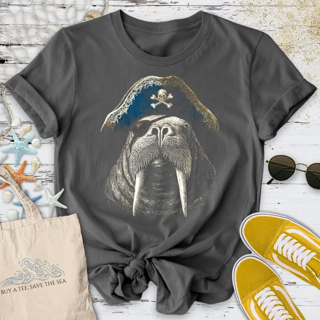 Pirate Walrus T-Shirt - Ocean Graphic Tee - Gift for Ocean Lovers - Unisex