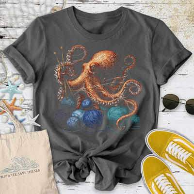 Knitting Octopus T-Shirt - Ocean Graphic Tee - Gift for Ocean Lovers - Unisex
