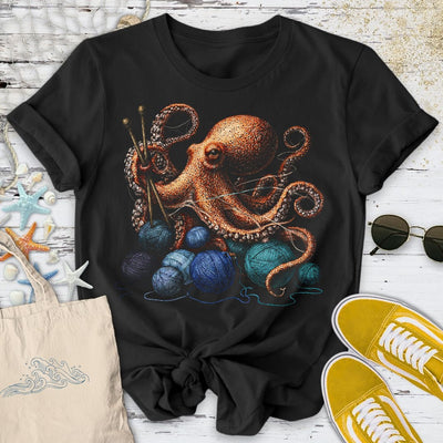 Knitting Octopus T-Shirt - Ocean Graphic Tee - Gift for Ocean Lovers - Unisex