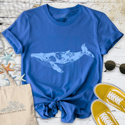 Ink Floral Whale T-Shirt - Ocean Graphic Tee - Gift for Ocean Lovers - Unisex