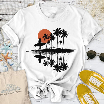 Sunset Surfer T-Shirt - Ocean Graphic Tee - Gift for Ocean Lovers - Unisex