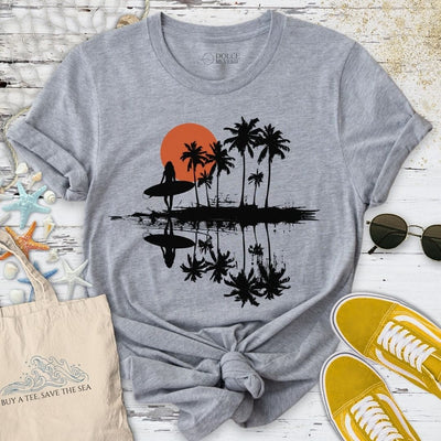 Sunset Surfer T-Shirt - Ocean Graphic Tee - Gift for Ocean Lovers - Unisex