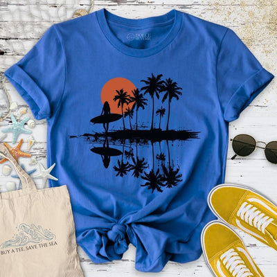 Sunset Surfer T-Shirt - Ocean Graphic Tee - Gift for Ocean Lovers - Unisex