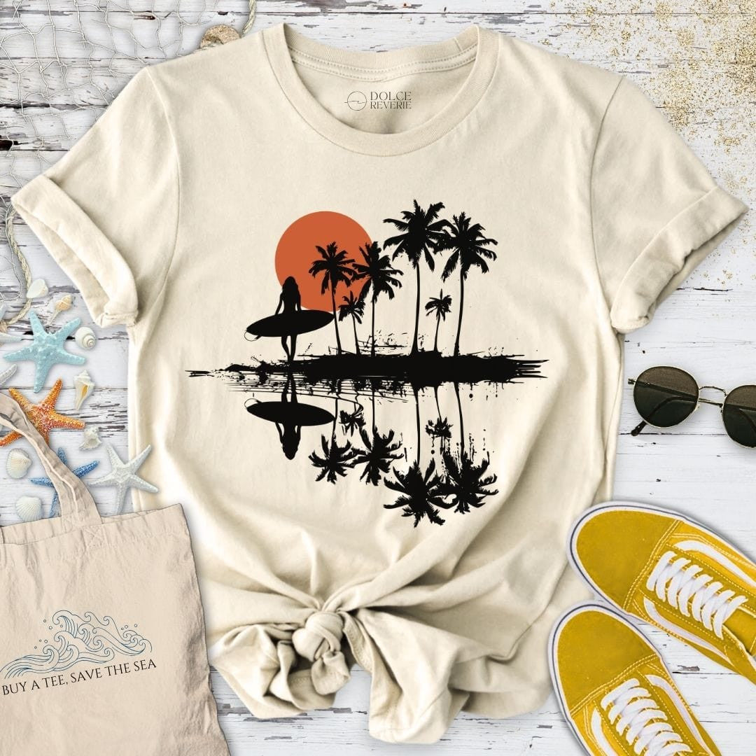 Sunset Surfer T-Shirt - Ocean Graphic Tee - Gift for Ocean Lovers - Unisex