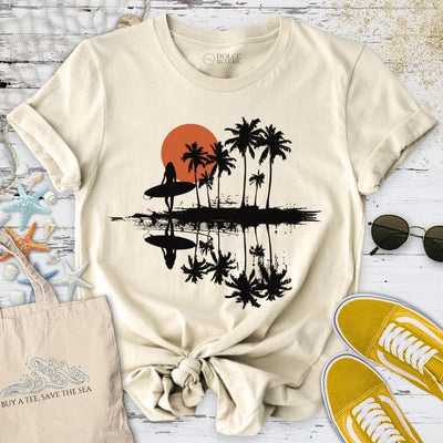 Sunset Surfer T-Shirt - Ocean Graphic Tee - Gift for Ocean Lovers - Unisex