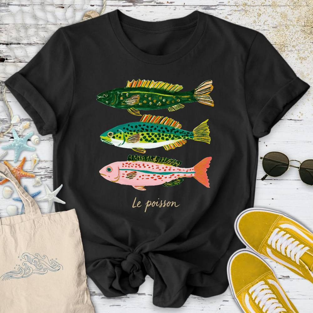 Le Poisson T-Shirt - Ocean Graphic Tee - Gift for Ocean Lovers - Unisex