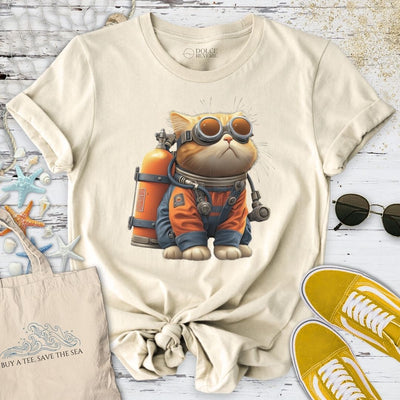 Marine Explorer Cat T-Shirt - Ocean Graphic Tee - Gift for Ocean Lovers - Unisex