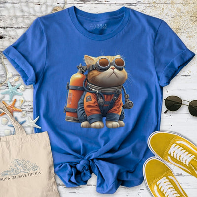 Marine Explorer Cat T-Shirt - Ocean Graphic Tee - Gift for Ocean Lovers - Unisex