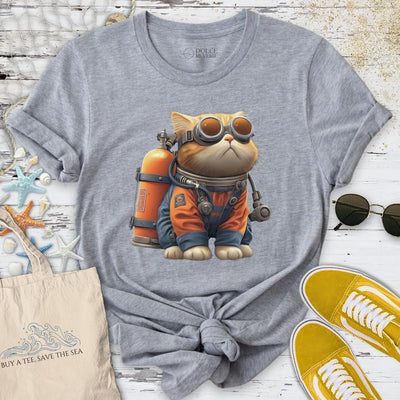 Marine Explorer Cat T-Shirt - Ocean Graphic Tee - Gift for Ocean Lovers - Unisex