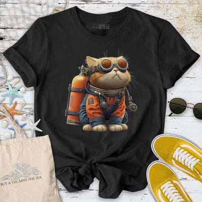 Marine Explorer Cat T-Shirt - Ocean Graphic Tee - Gift for Ocean Lovers - Unisex