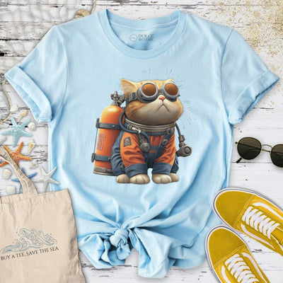 Marine Explorer Cat T-Shirt - Ocean Graphic Tee - Gift for Ocean Lovers - Unisex