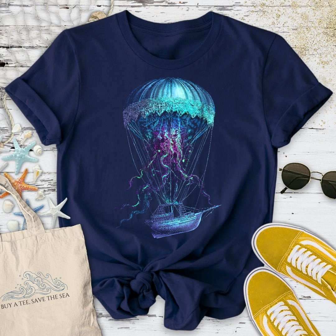 Jellyfish Air Balloon T-Shirt - Ocean Graphic Tee - Gift for Ocean Lovers - Unisex