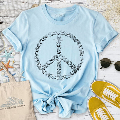 Peace & Shells T-Shirt - Ocean Graphic Tee - Gift for Ocean Lovers - Unisex