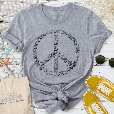 Peace & Shells T-Shirt - Ocean Graphic Tee - Gift for Ocean Lovers - Unisex