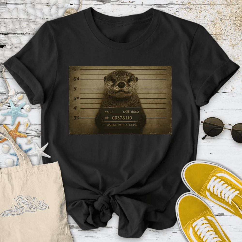 Otter Mugshot T-Shirt - Ocean Graphic Tee - Gift for Ocean Lovers - Unisex