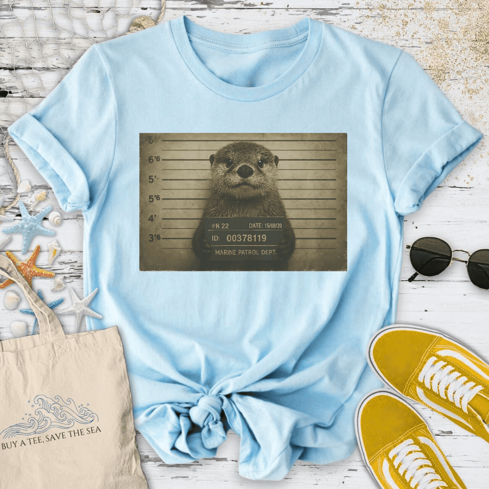 Otter Mugshot T-Shirt - Ocean Graphic Tee - Gift for Ocean Lovers - Unisex