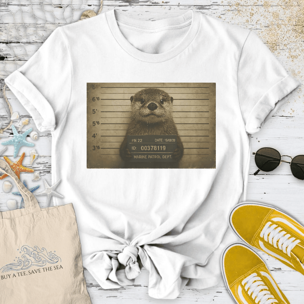 Otter Mugshot T-Shirt - Ocean Graphic Tee - Gift for Ocean Lovers - Unisex