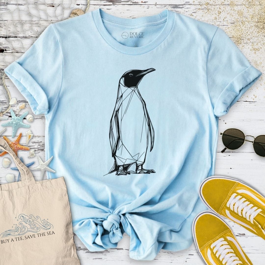 Penguin Line Art T-Shirt - Ocean Graphic Tee - Gift for Ocean Lovers - Unisex
