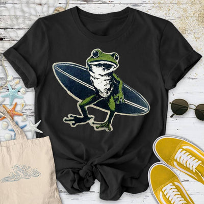 Surfer Frog T-Shirt - Ocean Graphic Tee - Gift for Ocean Lovers - Unisex