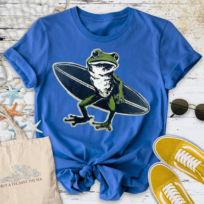 Surfer Frog T-Shirt - Ocean Graphic Tee - Gift for Ocean Lovers - Unisex