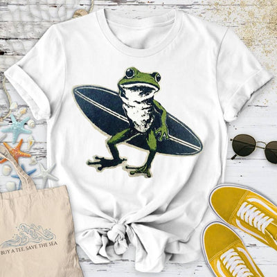 Surfer Frog T-Shirt - Ocean Graphic Tee - Gift for Ocean Lovers - Unisex