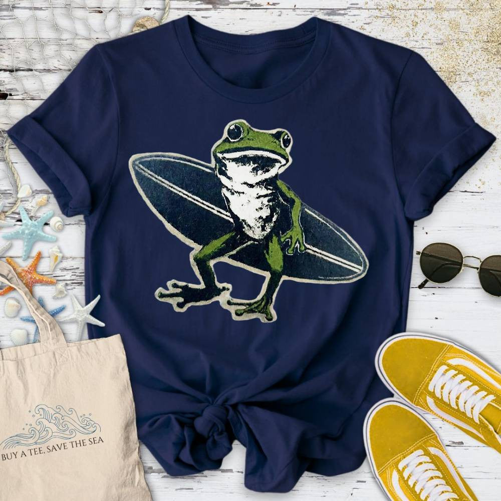 Surfer Frog T-Shirt - Ocean Graphic Tee - Gift for Ocean Lovers - Unisex
