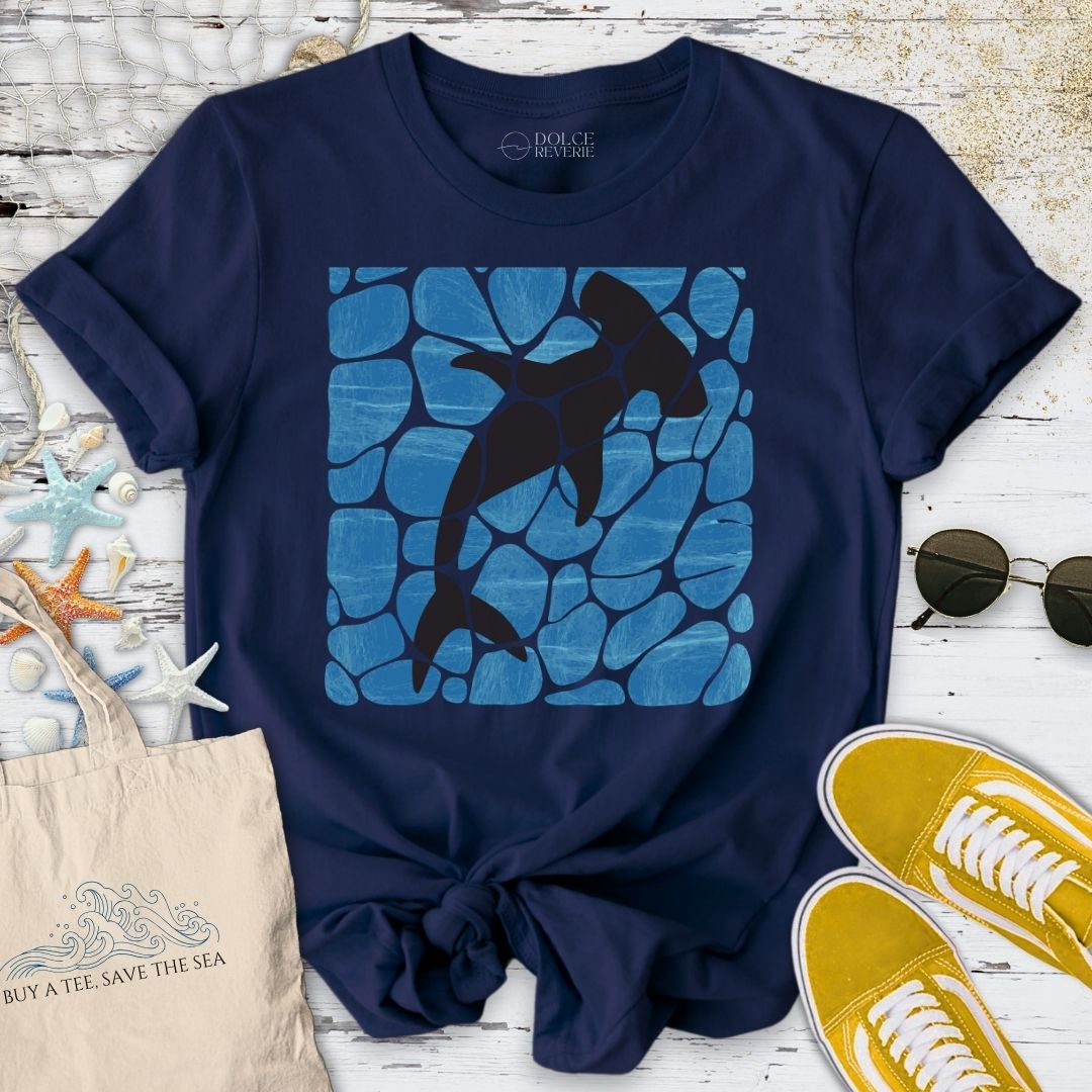 Swimming Hammerhead Shark T-Shirt - Ocean Graphic Tee - Gift for Ocean Lovers - Unisex
