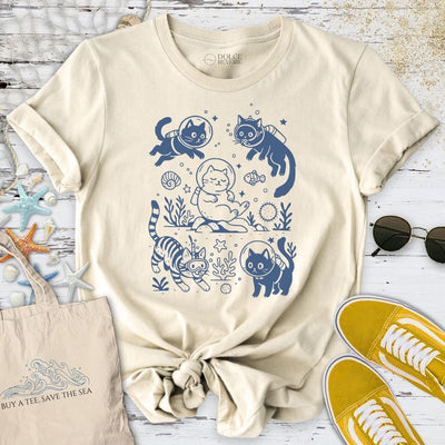 Cats Diving T-Shirt - Ocean Graphic Tee - Gift for Ocean Lovers - Unisex