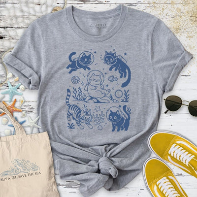 Cats Diving T-Shirt - Ocean Graphic Tee - Gift for Ocean Lovers - Unisex