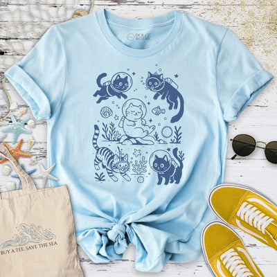 Cats Diving T-Shirt - Ocean Graphic Tee - Gift for Ocean Lovers - Unisex