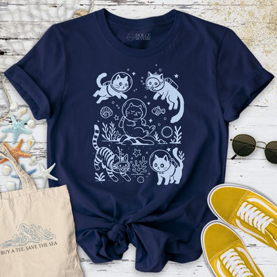 Cats Diving T-Shirt - Ocean Graphic Tee - Gift for Ocean Lovers - Unisex