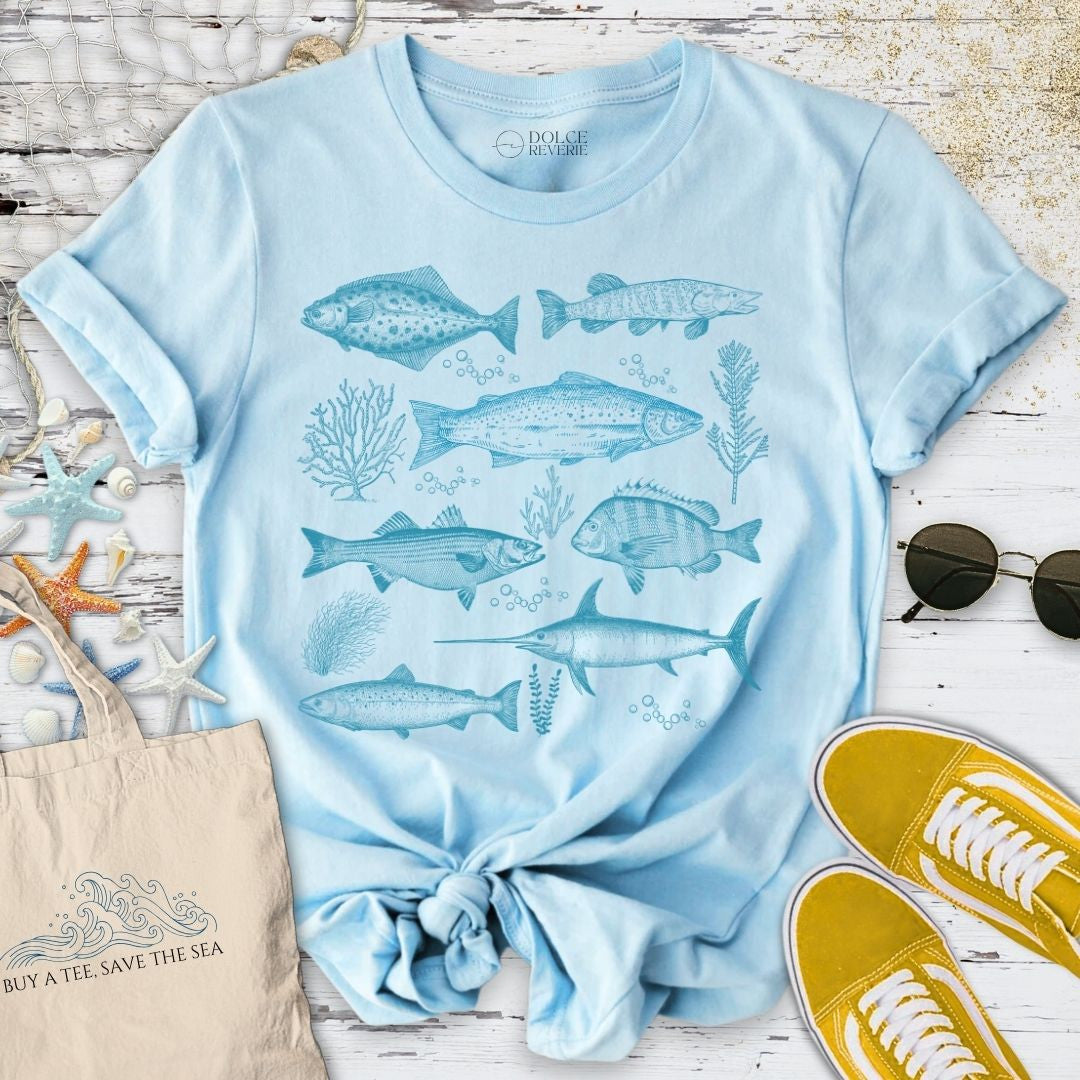Vintage Fish T-Shirt - Ocean Graphic Tee - Gift for Ocean Lovers - Unisex