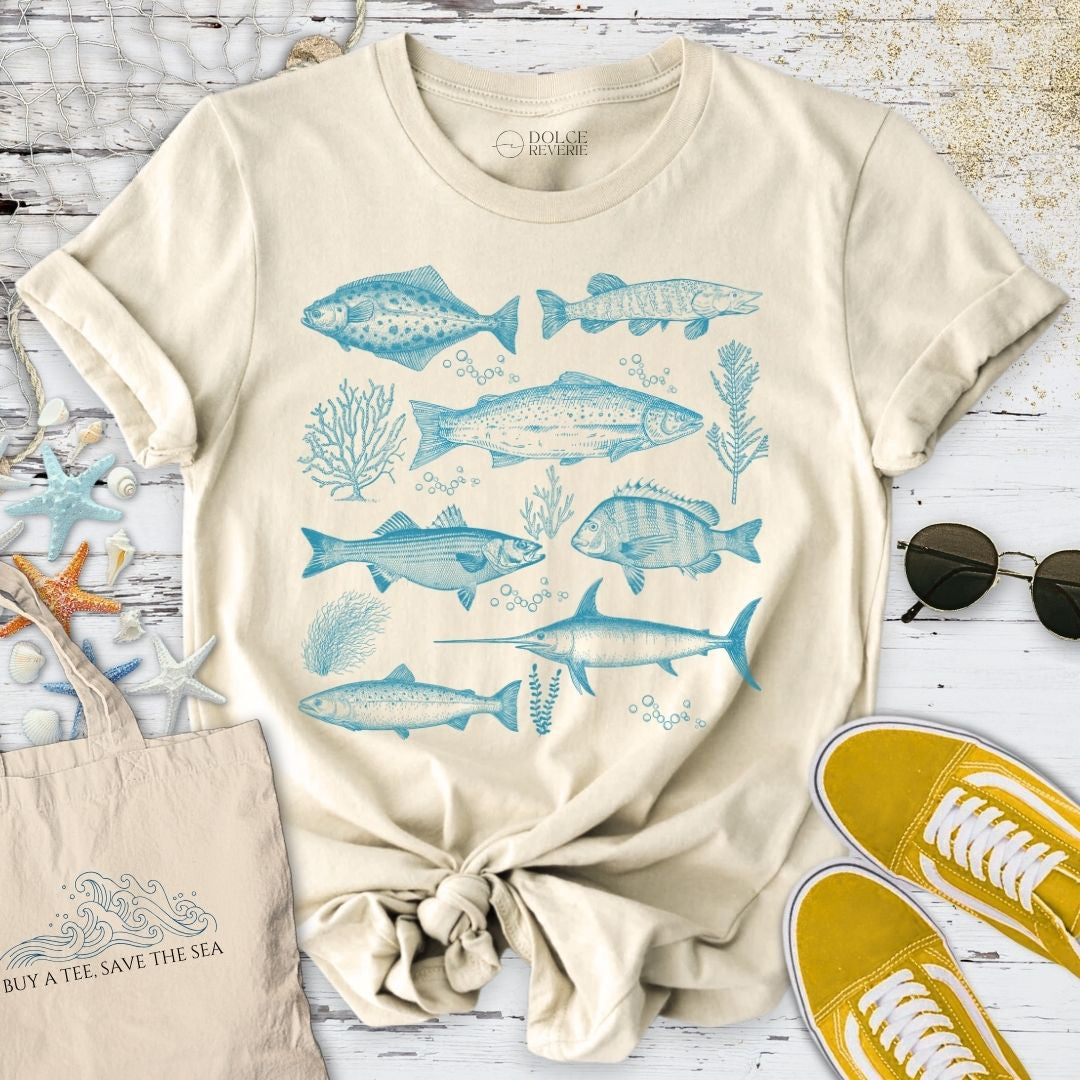 Vintage Fish T-Shirt - Ocean Graphic Tee - Gift for Ocean Lovers - Unisex