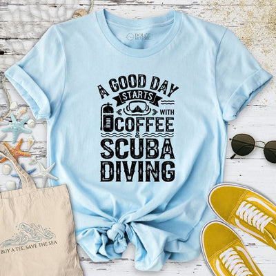 Coffee & Scuba Diving T-Shirt - Ocean Graphic Tee - Gift for Ocean Lovers - Unisex