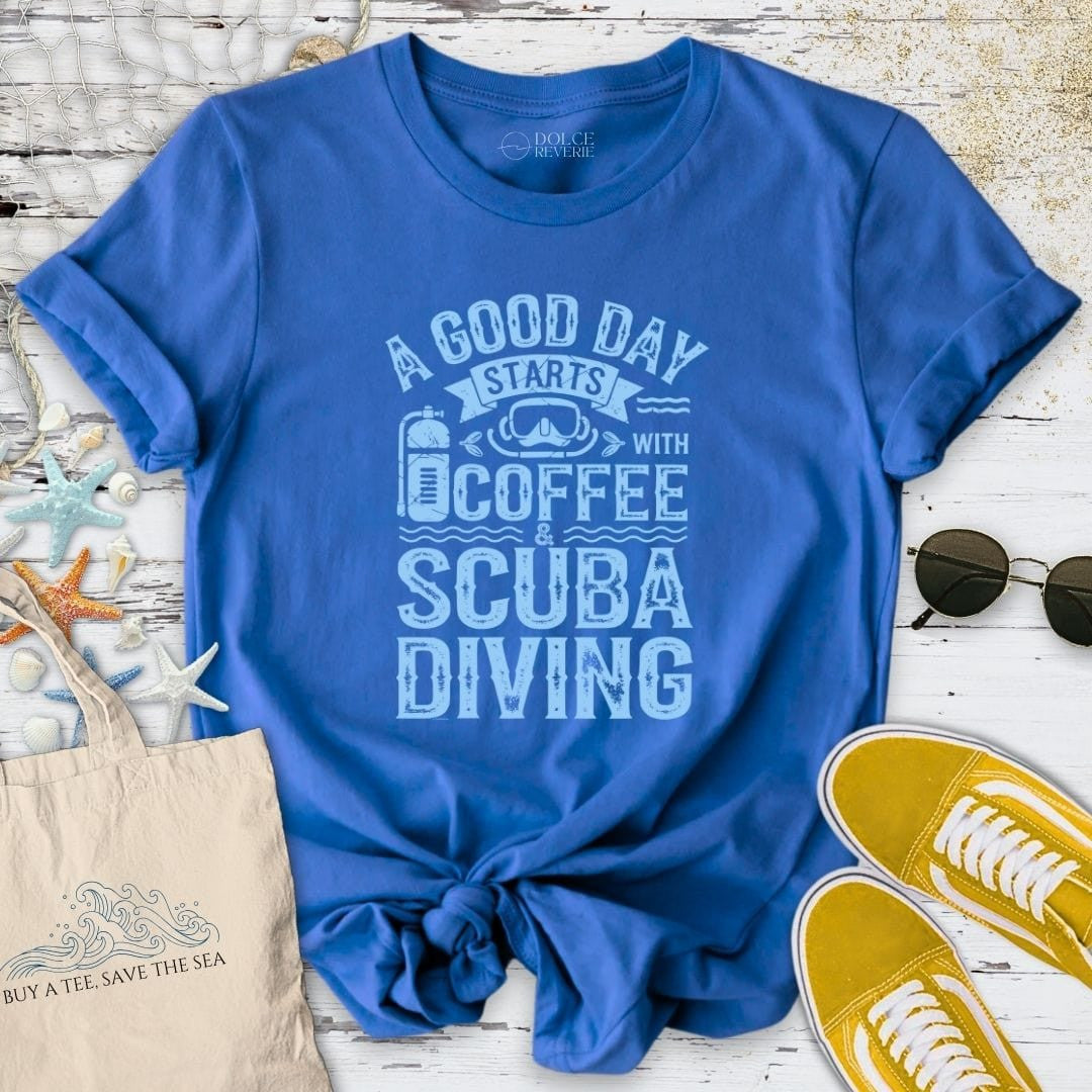 Coffee & Scuba Diving T-Shirt - Ocean Graphic Tee - Gift for Ocean Lovers - Unisex