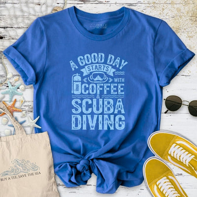 Coffee & Scuba Diving T-Shirt - Ocean Graphic Tee - Gift for Ocean Lovers - Unisex