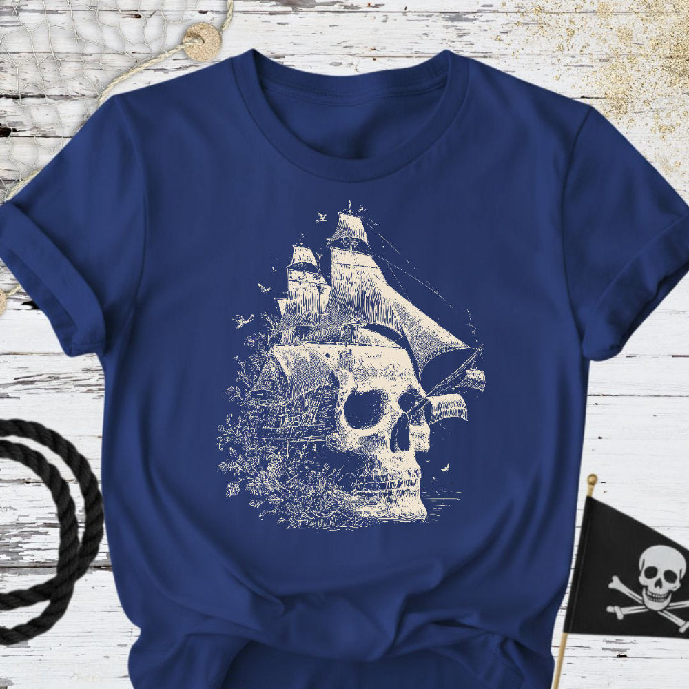 Skull Ship T-Shirt - Ocean Graphic Tee - Gift for Ocean Lovers - Unisex