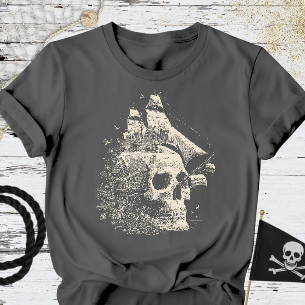 Skull Ship T-Shirt - Ocean Graphic Tee - Gift for Ocean Lovers - Unisex