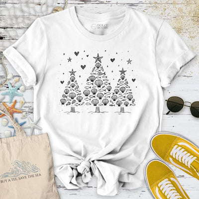 Seashell Christmas Trees T-Shirt - Ocean Graphic Tee - Gift for Ocean Lovers - Unisex