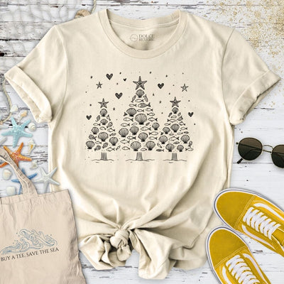 Seashell Christmas Trees T-Shirt - Ocean Graphic Tee - Gift for Ocean Lovers - Unisex