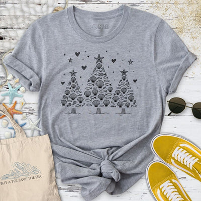 Seashell Christmas Trees T-Shirt - Ocean Graphic Tee - Gift for Ocean Lovers - Unisex