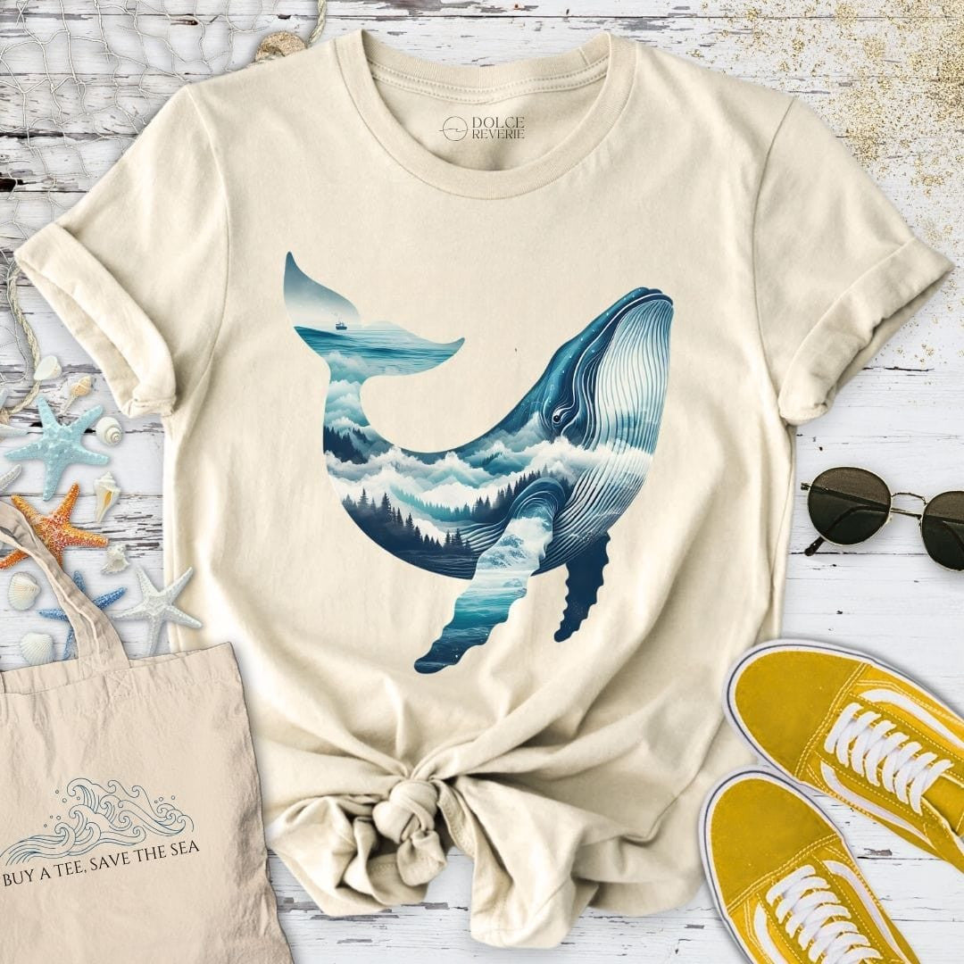Mountain Whale T-Shirt - Ocean Graphic Tee - Gift for Ocean Lovers - Unisex