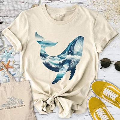 Mountain Whale T-Shirt - Ocean Graphic Tee - Gift for Ocean Lovers - Unisex