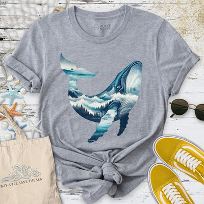Mountain Whale T-Shirt - Ocean Graphic Tee - Gift for Ocean Lovers - Unisex