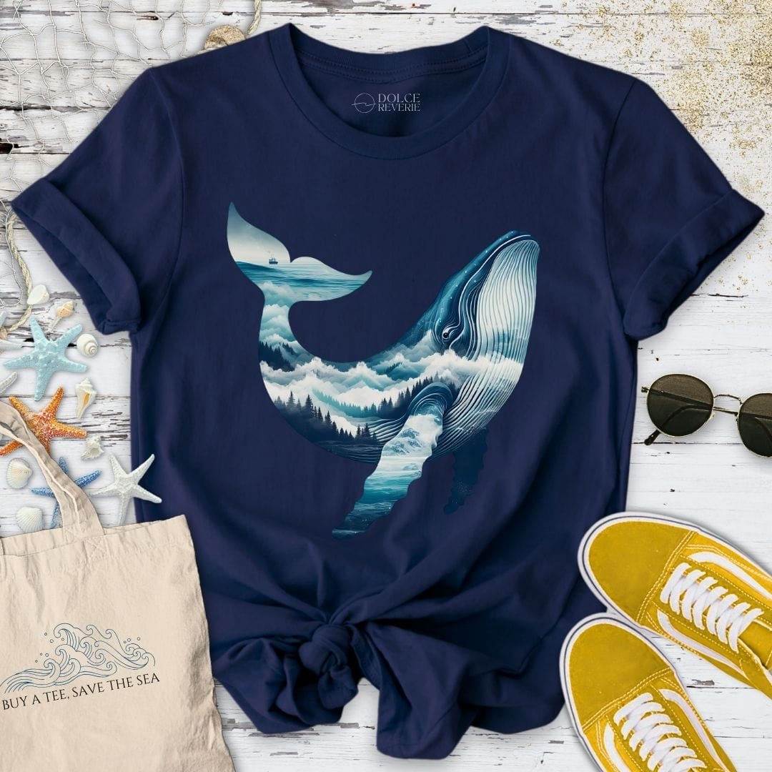 Mountain Whale T-Shirt - Ocean Graphic Tee - Gift for Ocean Lovers - Unisex