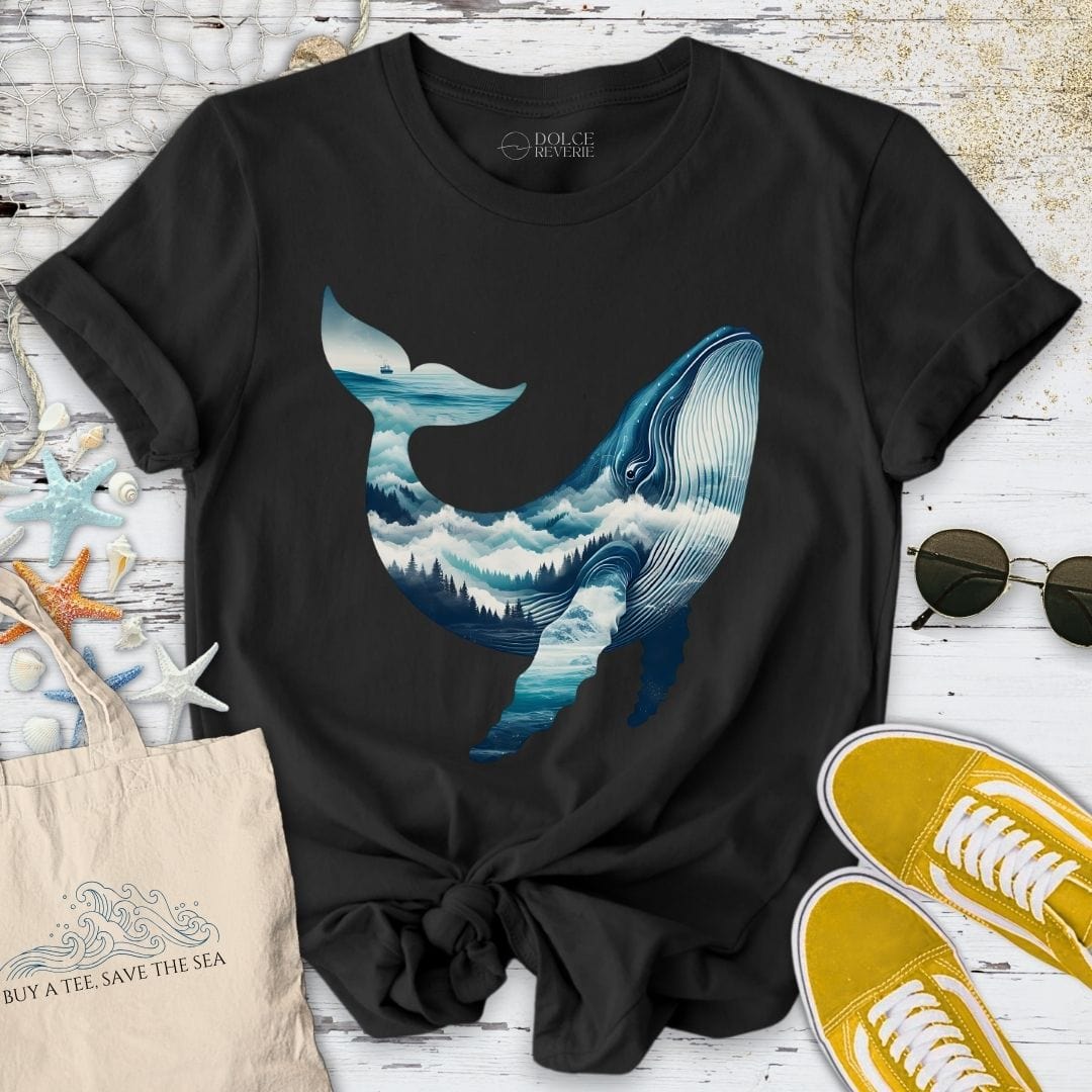Mountain Whale T-Shirt - Ocean Graphic Tee - Gift for Ocean Lovers - Unisex