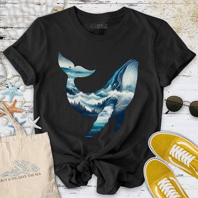 Mountain Whale T-Shirt - Ocean Graphic Tee - Gift for Ocean Lovers - Unisex