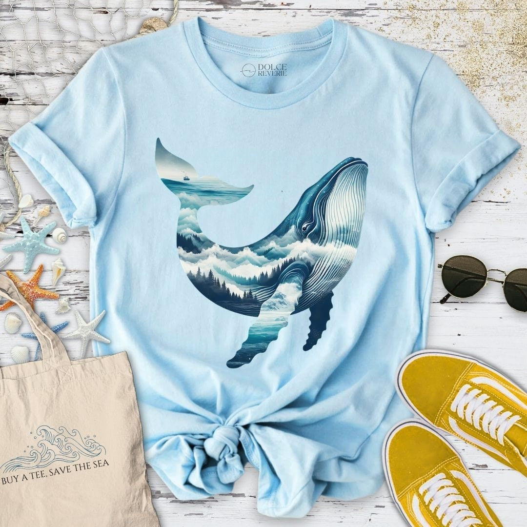 Mountain Whale T-Shirt - Ocean Graphic Tee - Gift for Ocean Lovers - Unisex